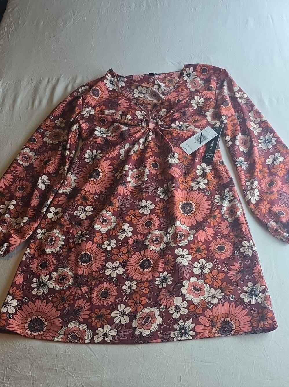 As U Wish Floral Mini Dress in Rust, Pink, Cream